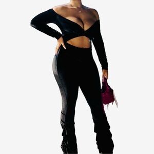 Black Velvet Cutout Jumpsuit